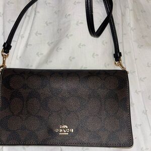 Coach Signature Brown and Black Shoulder Bag